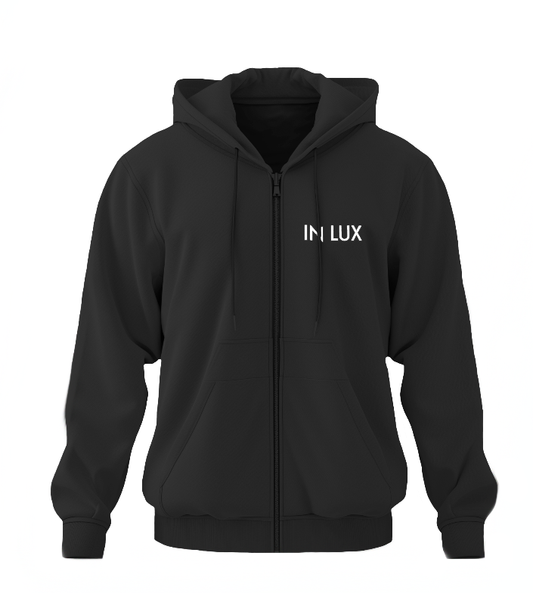 IN LUX SHOP HERREN ZIP HOODIE VERITATIS black front in-lux.de
